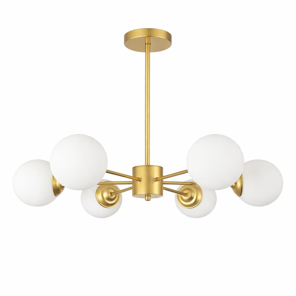 Lustre Sputnik Métal Doré Verre 6 Lumières