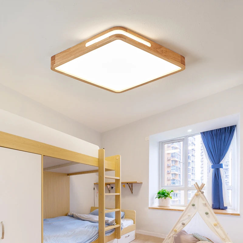 Plafonnier Bois Rond LED Ultra Plat