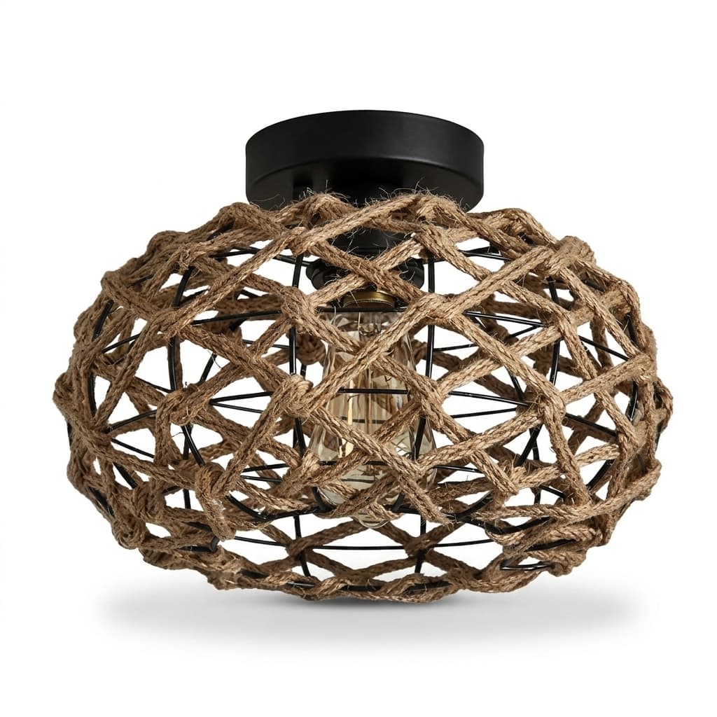 Plafonnier Corde Chanvre Vintage 30 cm E27