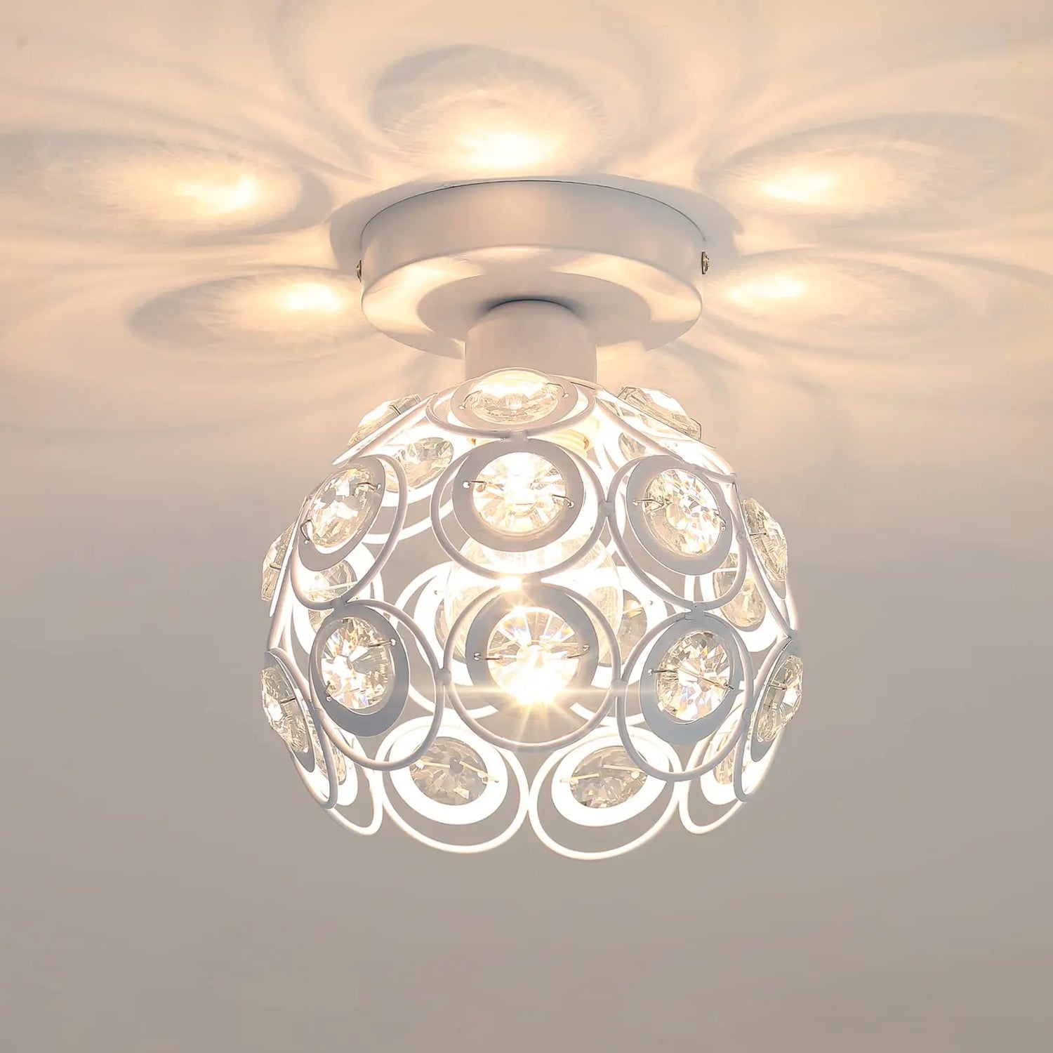 Plafonnier Cristal Blanc Moderne E27