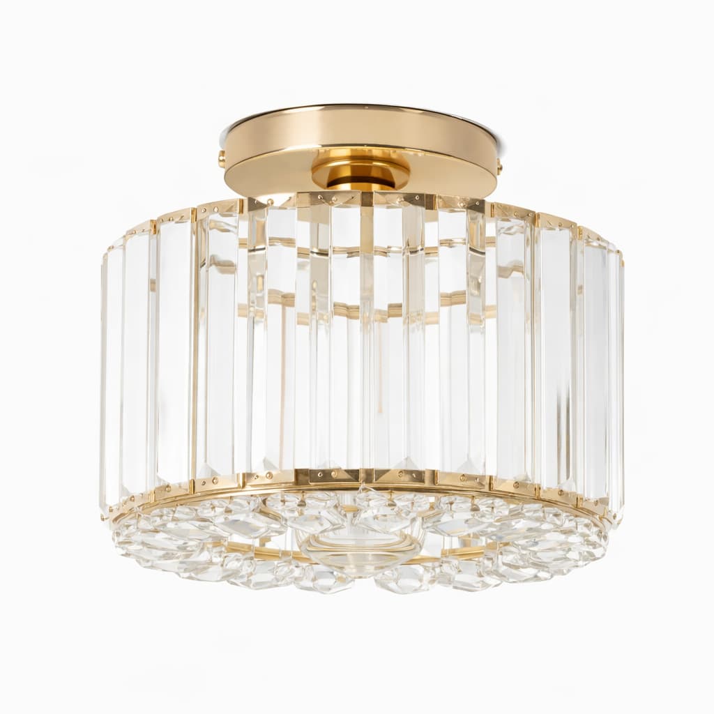 Plafonnier Cristal Doré Moderne E27