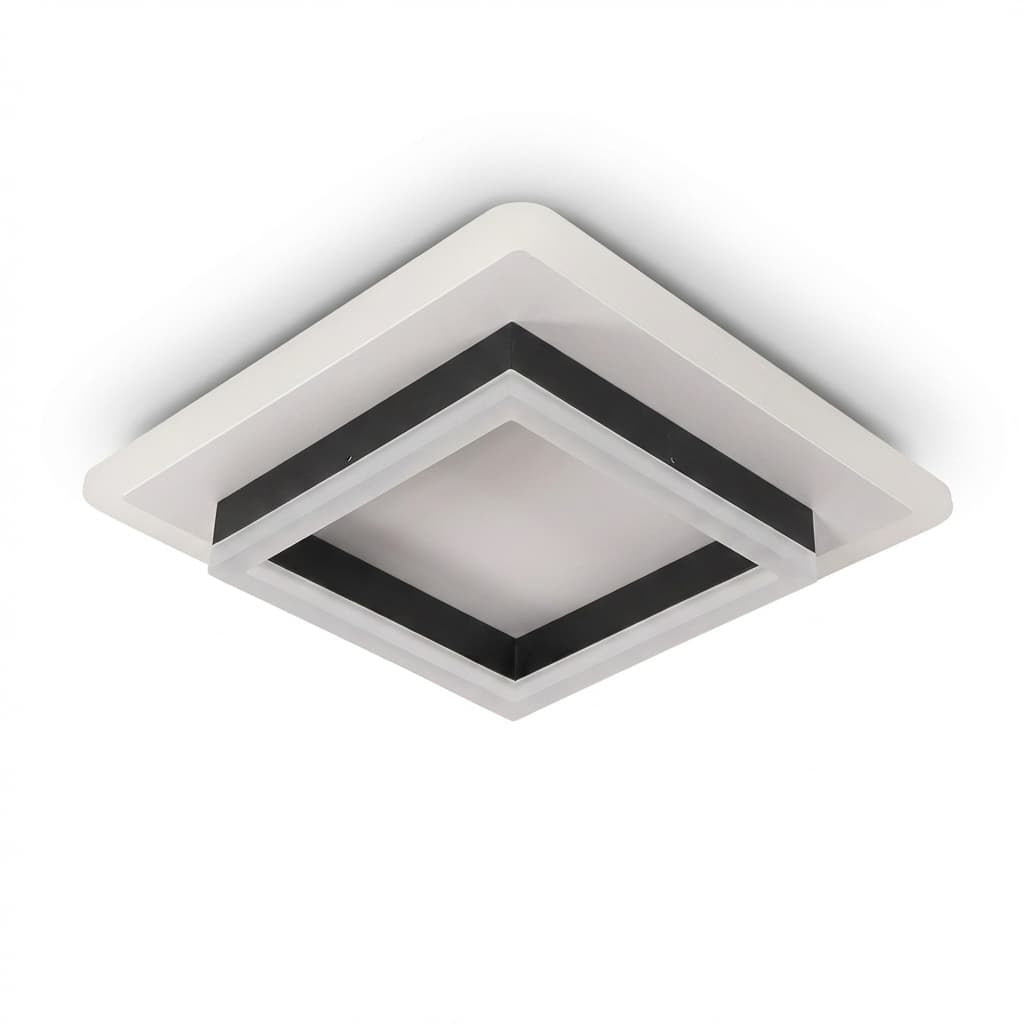 Plafonnier LED Carré Noir Moderne 30W