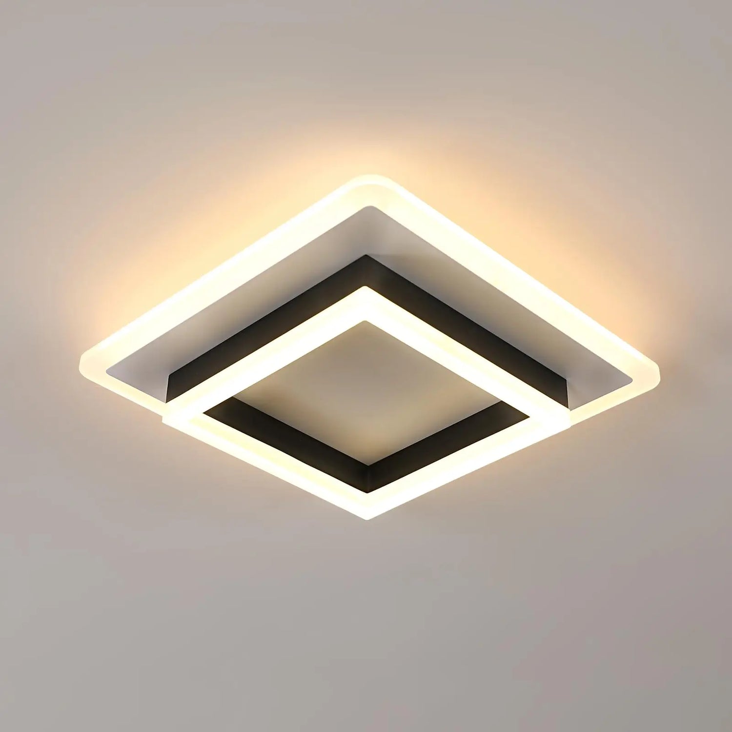 Plafonnier LED Carré Noir Moderne 30W