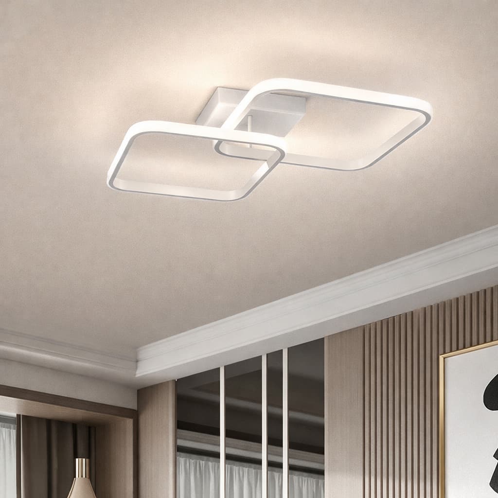 Plafonnier LED Moderne Double Carré Dimmable 50W