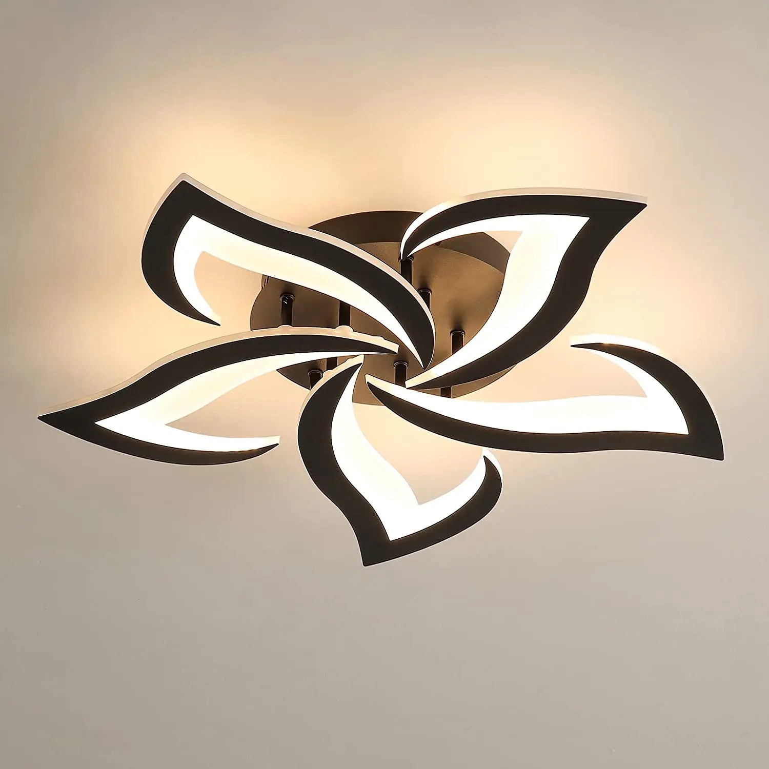 Plafonnier LED Moderne Pétales Noir 60W
