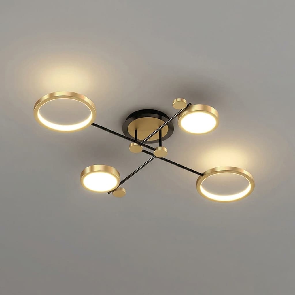 Plafonnier LED Noir Doré Moderne Dimmable