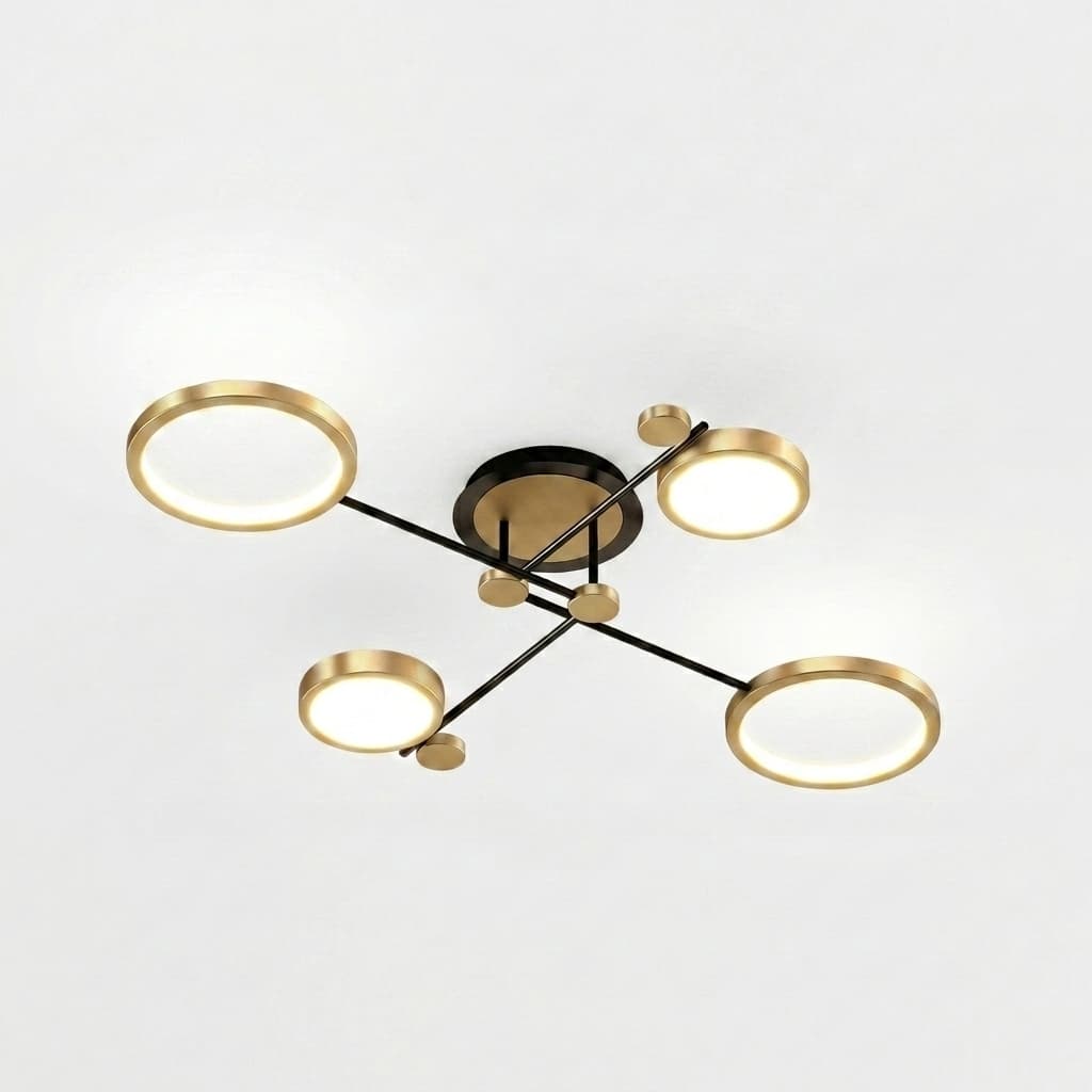Plafonnier LED Noir Doré Moderne Dimmable