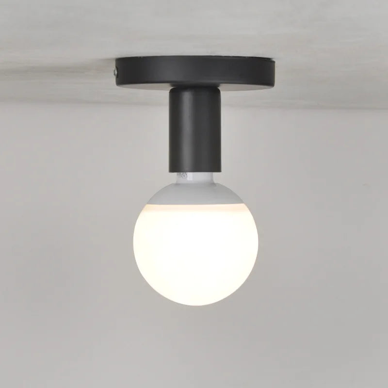 Plafonnier Métal Noir Minimaliste E27 Compact