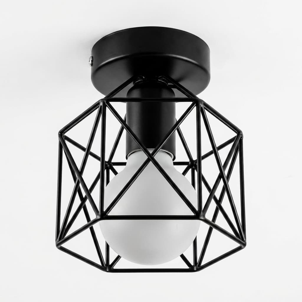 Plafonnier Métal Noir Nordique E27 Compact