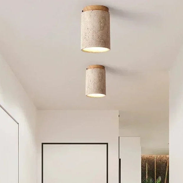 Plafonnier Pierre Bois Japonais Rond LED