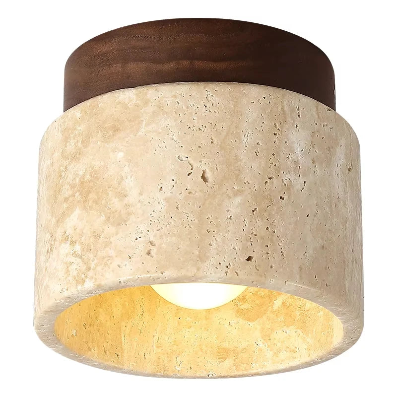Plafonnier Pierre Naturelle Jaune Vintage E27