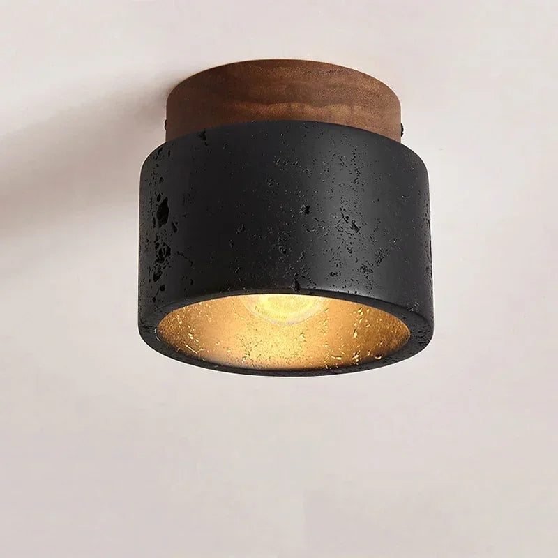 Plafonnier Pierre Noire Effet Grotte Nordique E27