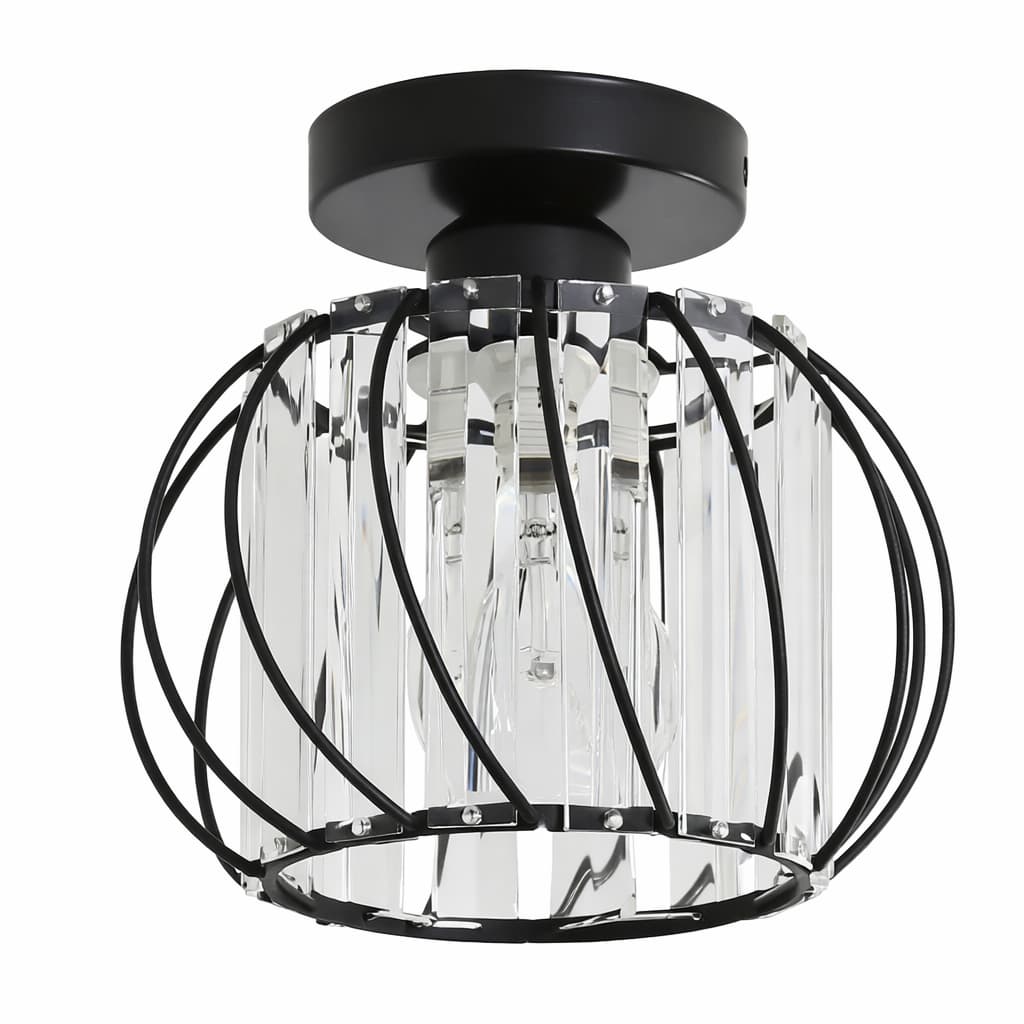 Plafonnier Verre Cristal Noir E27