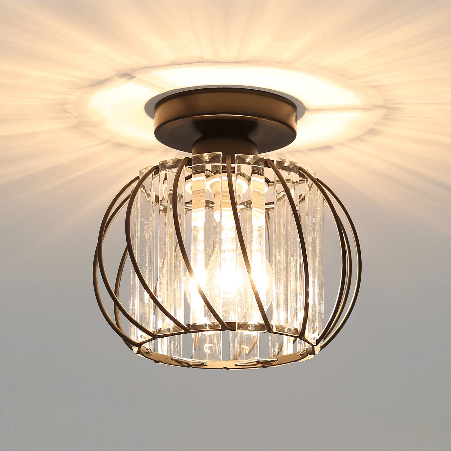 Plafonnier Verre Cristal Noir E27