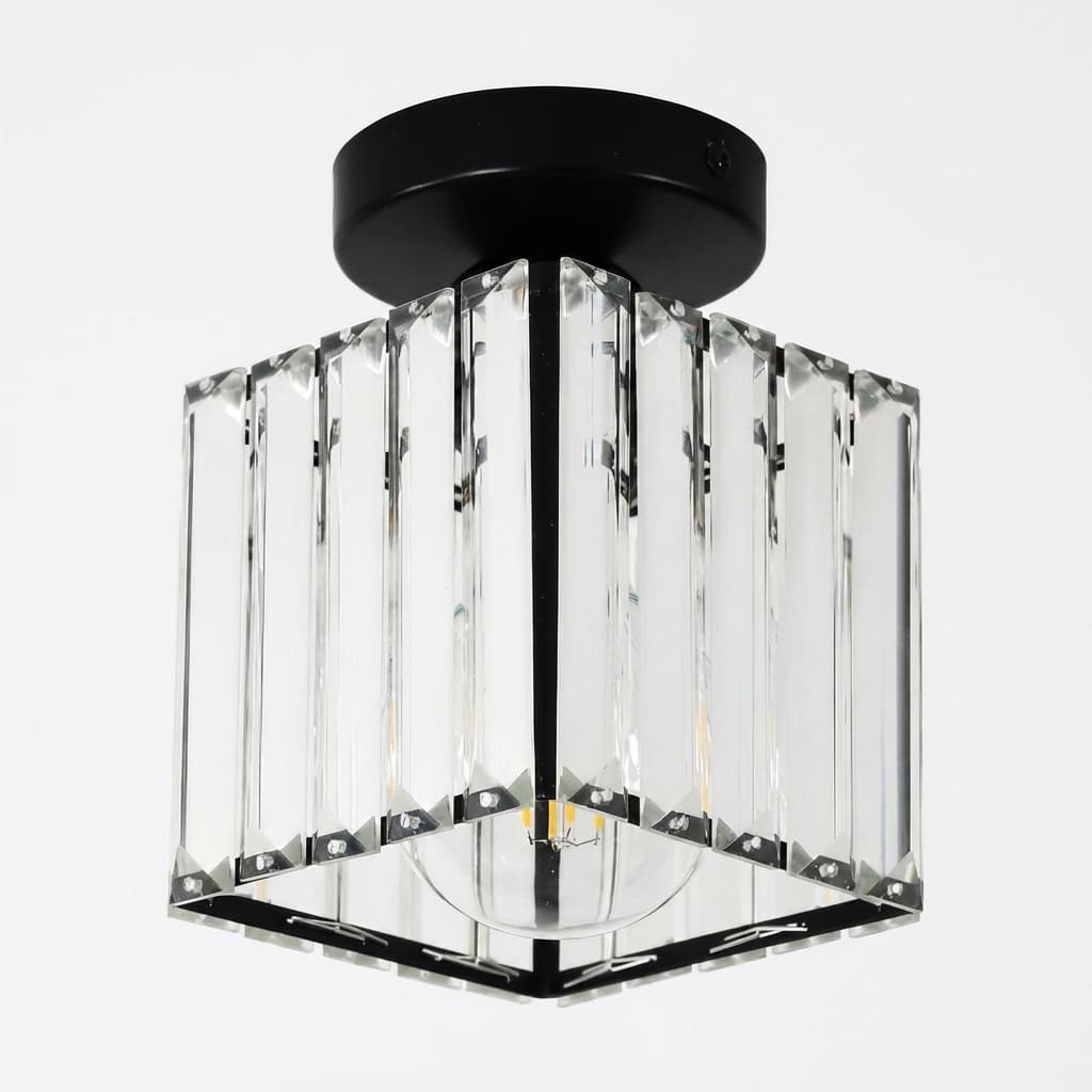 Plafonnier Vintage Verre Cristal E27