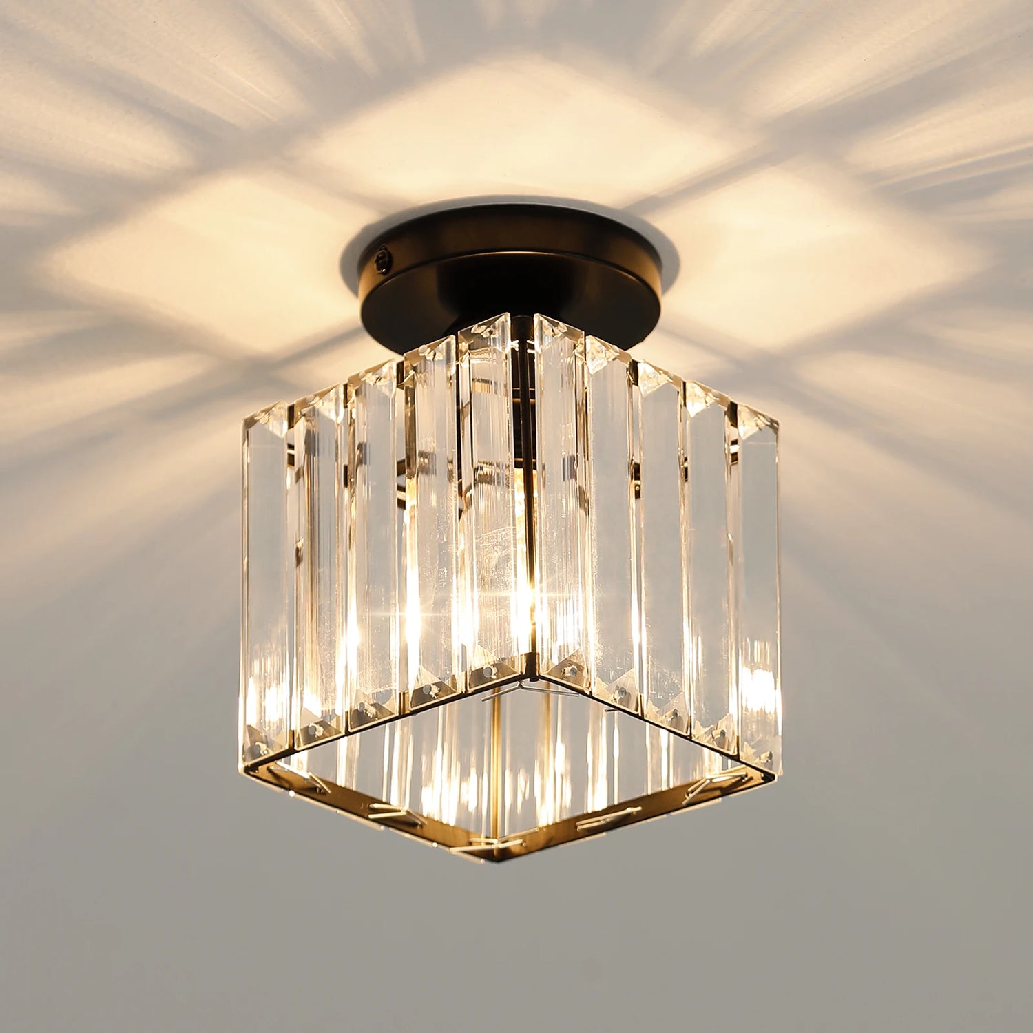 Plafonnier Vintage Verre Cristal E27