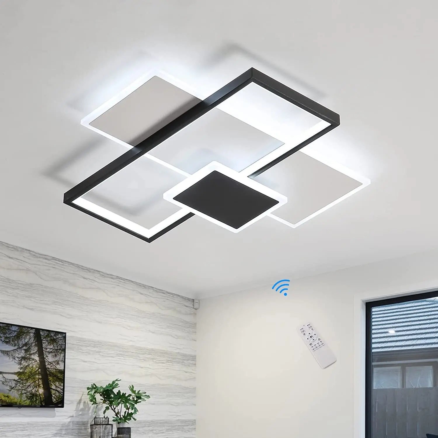 Plafonnier LED Moderne Dimmable Noir Et Blanc 46W