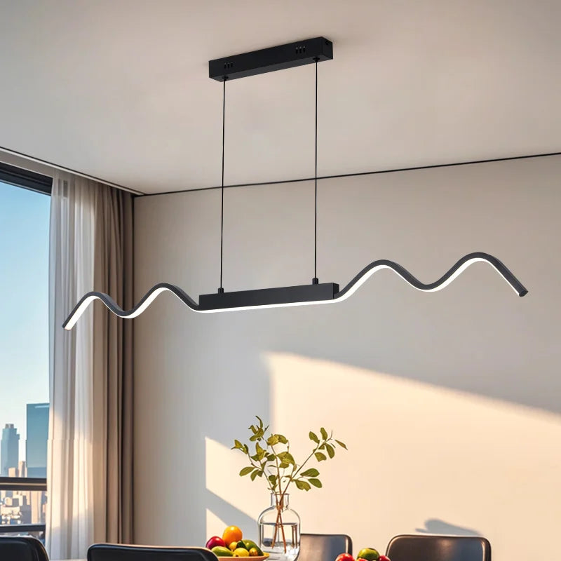Suspension LED Linéaire Moderne Noir Design Élégant