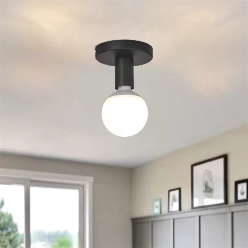 Support Ampoule E27 Métal Minimaliste Noir Blanc