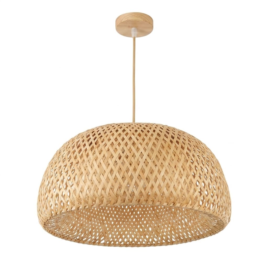 Suspension Bambou Tressé Style Japonais E27