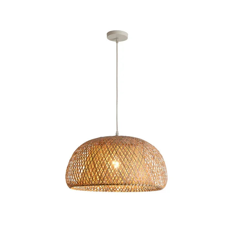 Suspension Bambou Tressé Style Lanterne Asiatique E27