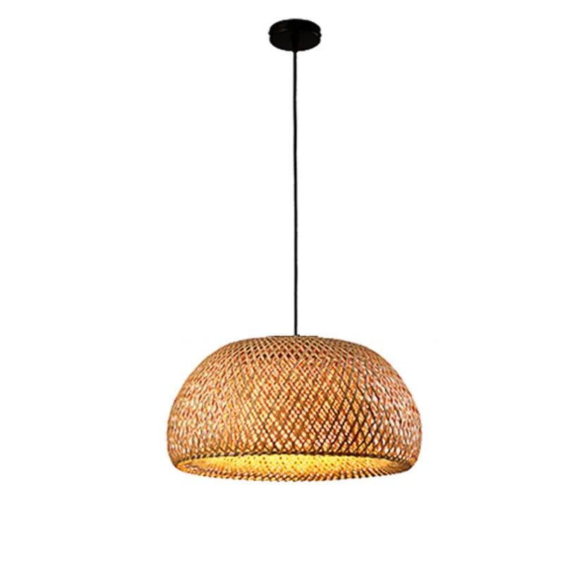 Suspension Bambou Tressé Style Lanterne Asiatique E27