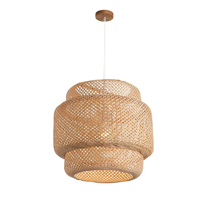 Suspension Bambou Tressé Style Vintage E27