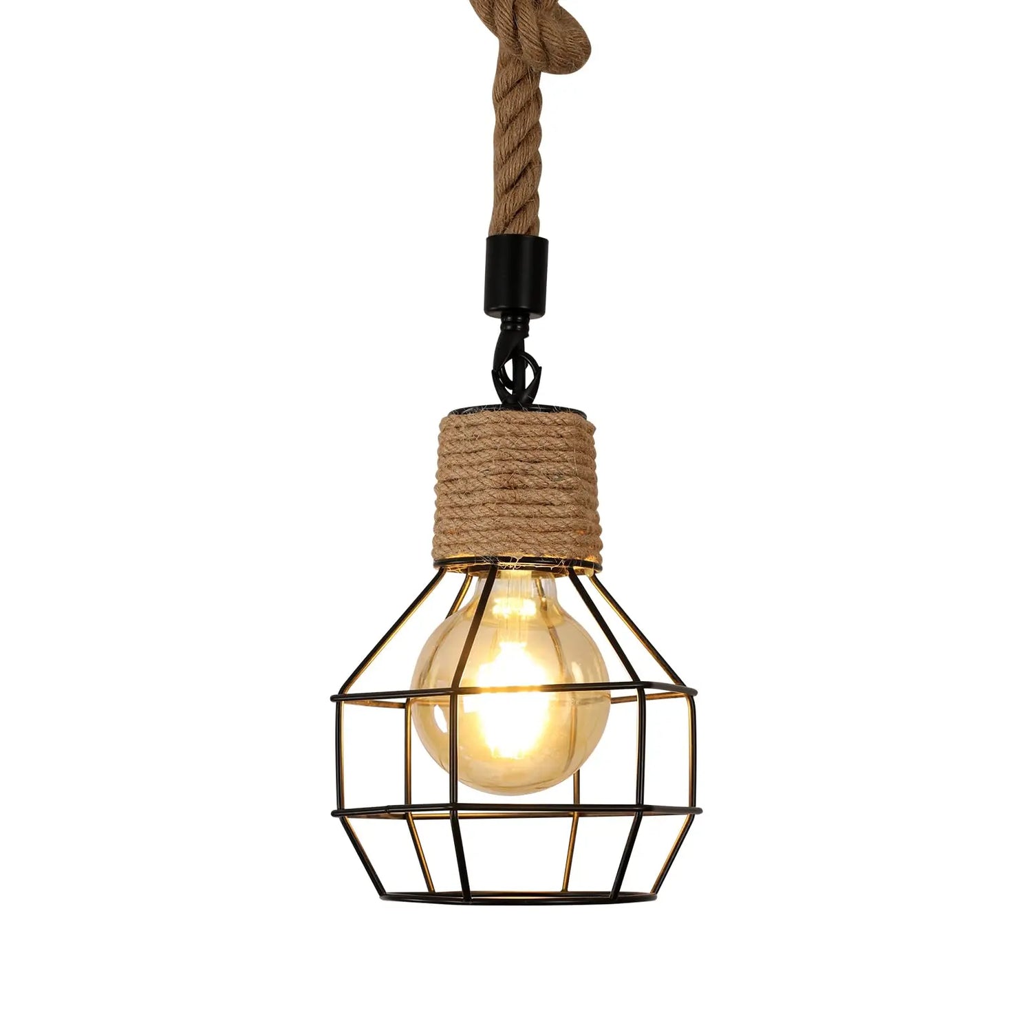 Suspension Bois Corde Vintage Industrielle