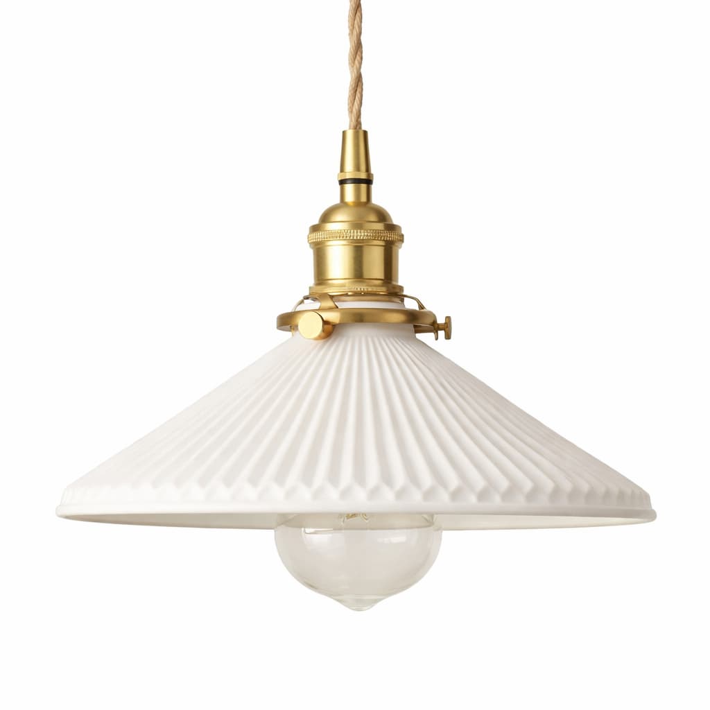 Suspension Céramique Blanche Style Japonais E27