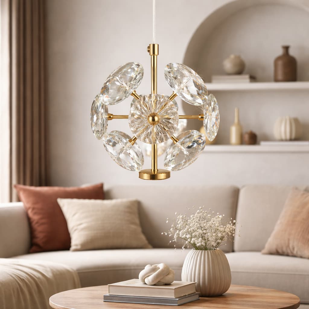 Suspension Cristal K9 Boule Dorée Élégante G4