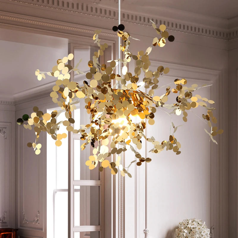 Suspension Feuilles Métal Design Italien 3 Lumières G9