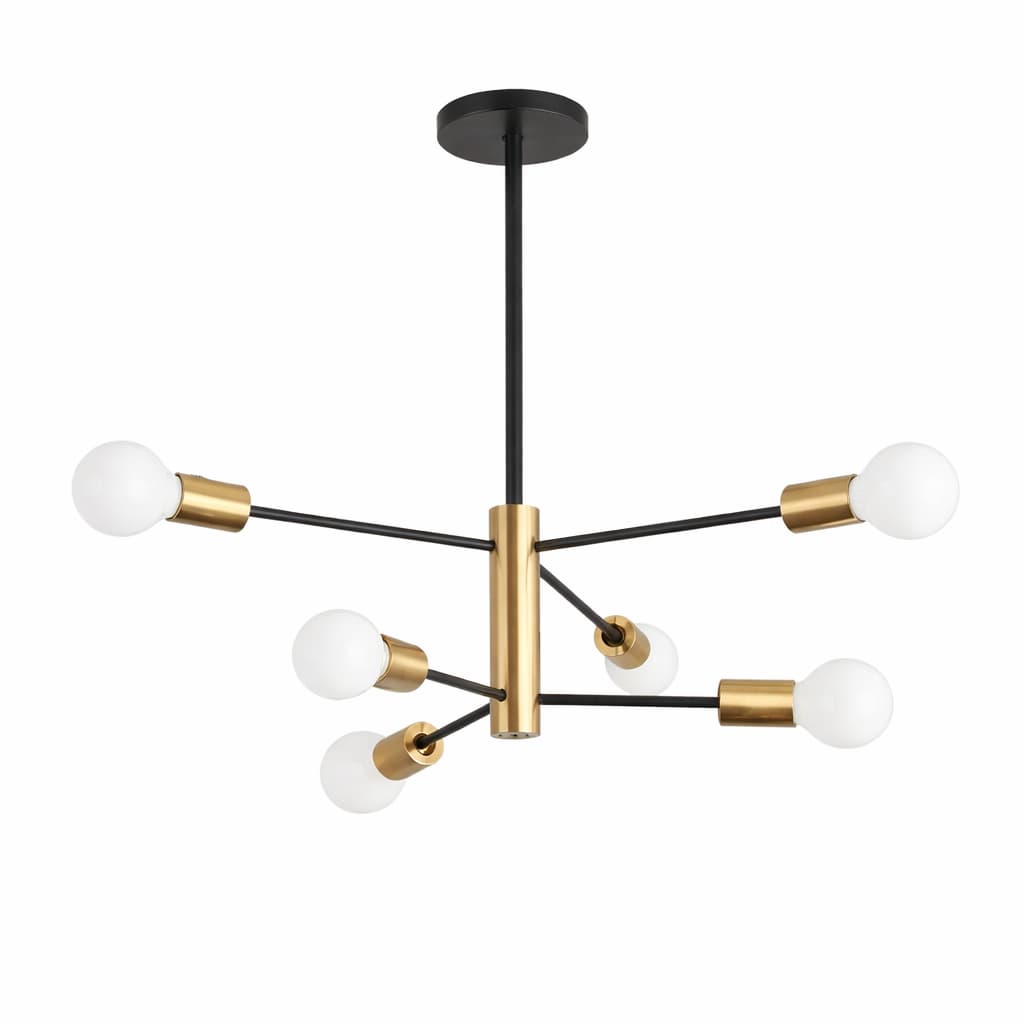 Suspension Industrielle Métal Noir Doré 6 Lumières