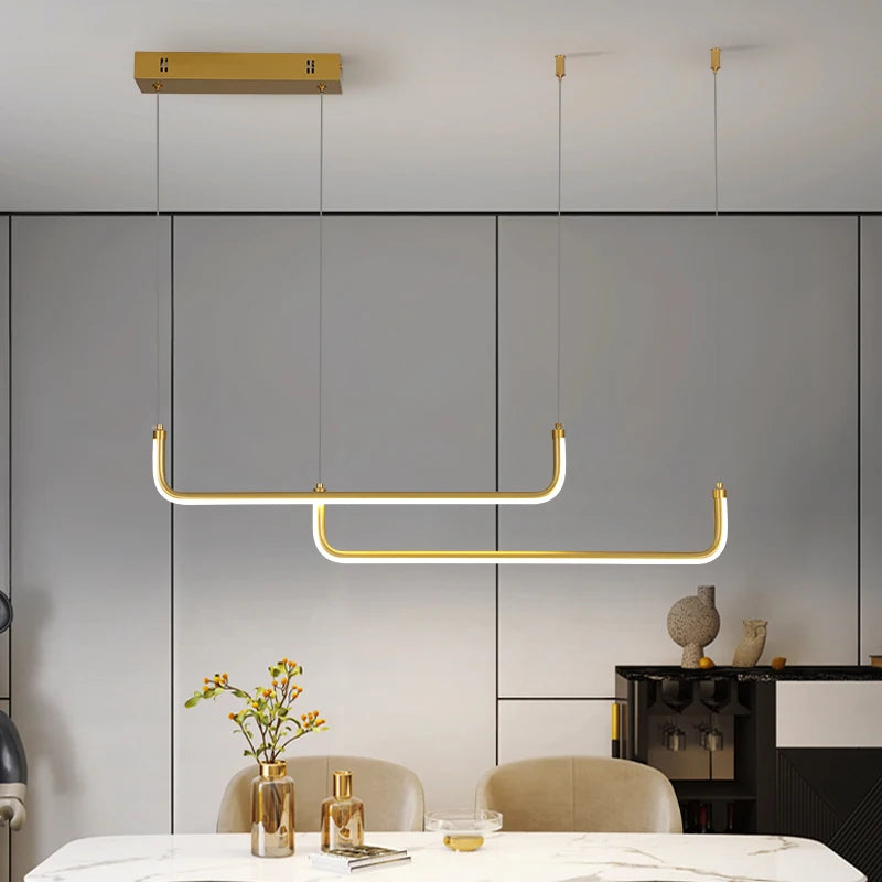 Suspension LED Dorée Moderne Design Linéaire 90 cm