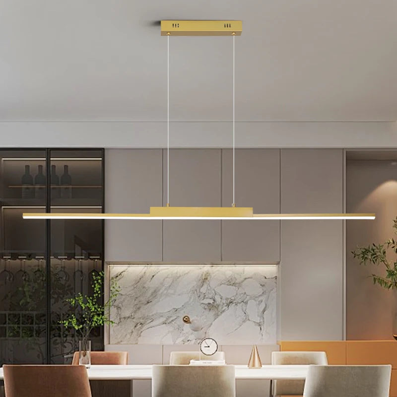 Suspension LED Linéaire Dorée Minimaliste Dimmable