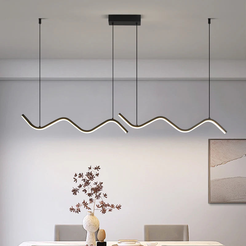 Suspension LED Linéaire Nordique Noir 90 cm Réglable