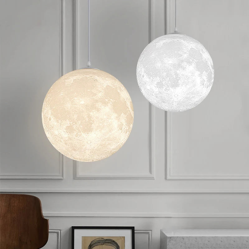 Suspension Lune 3D Design Moderne E27