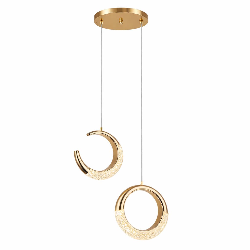 Suspension Lune Moderne Double Anneau LED Design