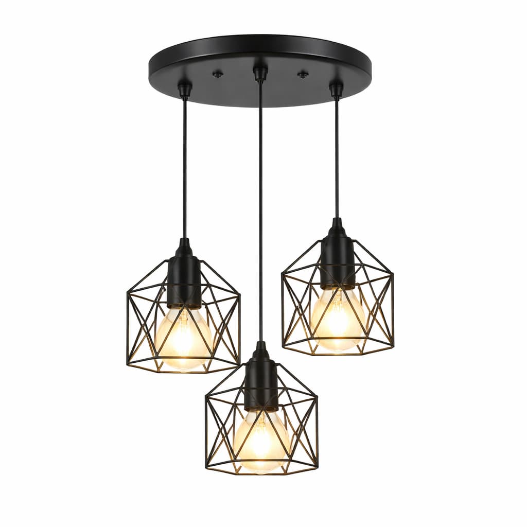 Suspension Métal Noir Vintage 3 Lumières E27