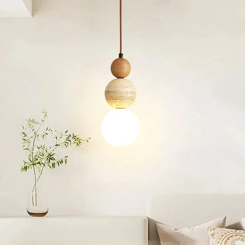 Suspension Pierre Bois Crème Design Bauhaus G9