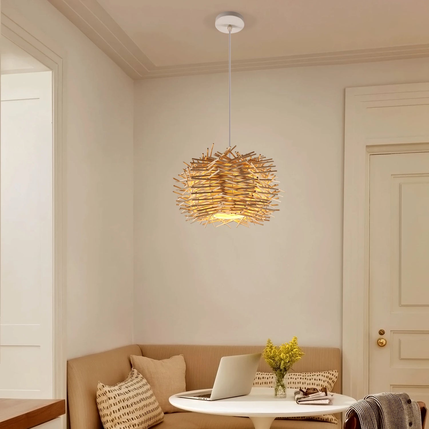 Suspension Rotin Vintage Naturelle E27