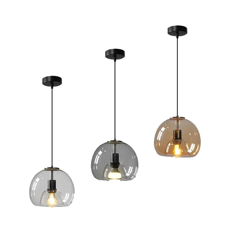 Suspension Verre Ambré Vintage Élégante E27