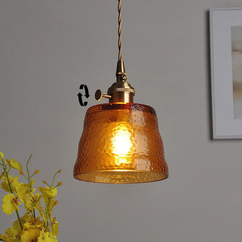Suspension Verre Coloré Cuivre Nordique Vintage E27