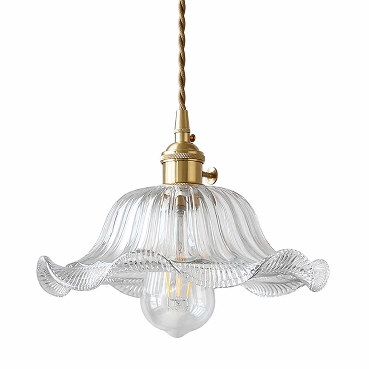 Suspension Verre Coloré Laiton Vintage E27