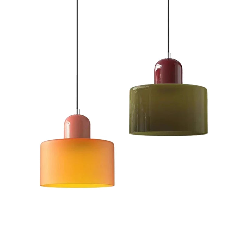 Suspension Verre Coloré Longue Nordique E27