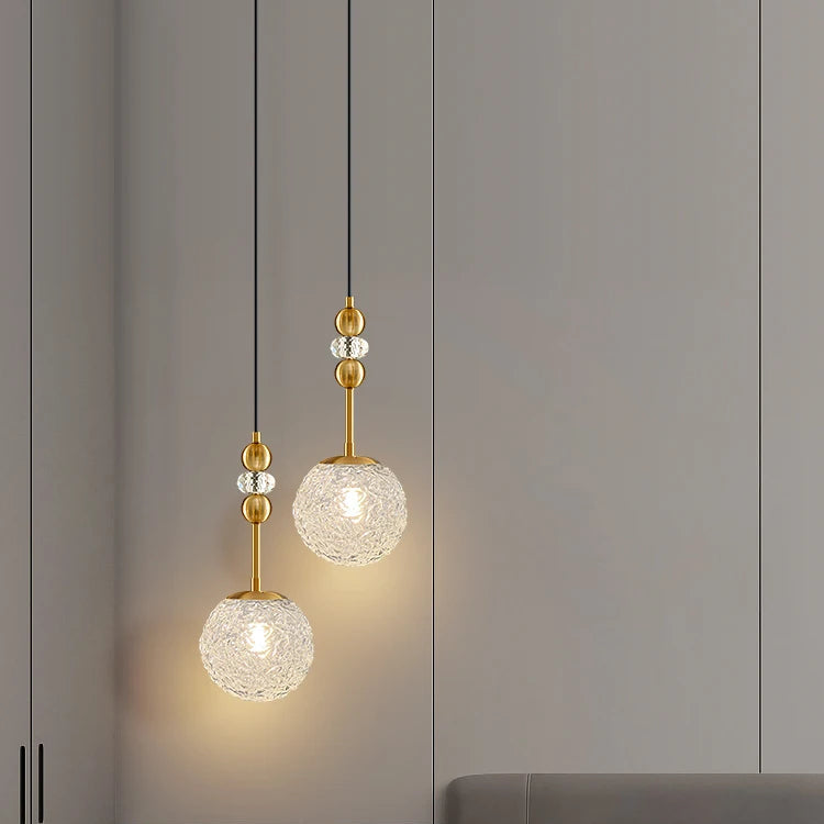 Suspension Verre Effet Eau Art Déco E27