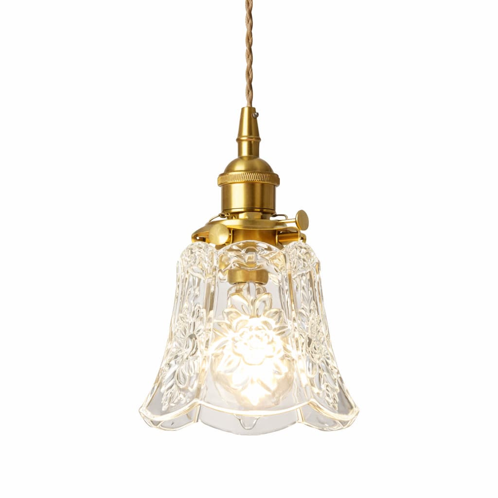 Suspension Verre Fleur Nordique Vintage E27