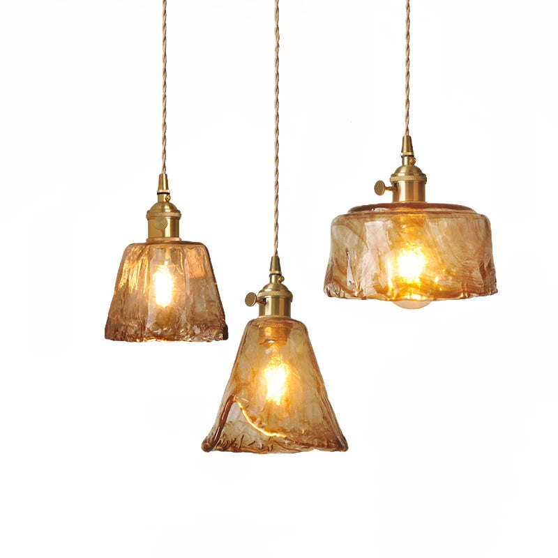 Suspension Verre Fumé Cuivre Nordique E27