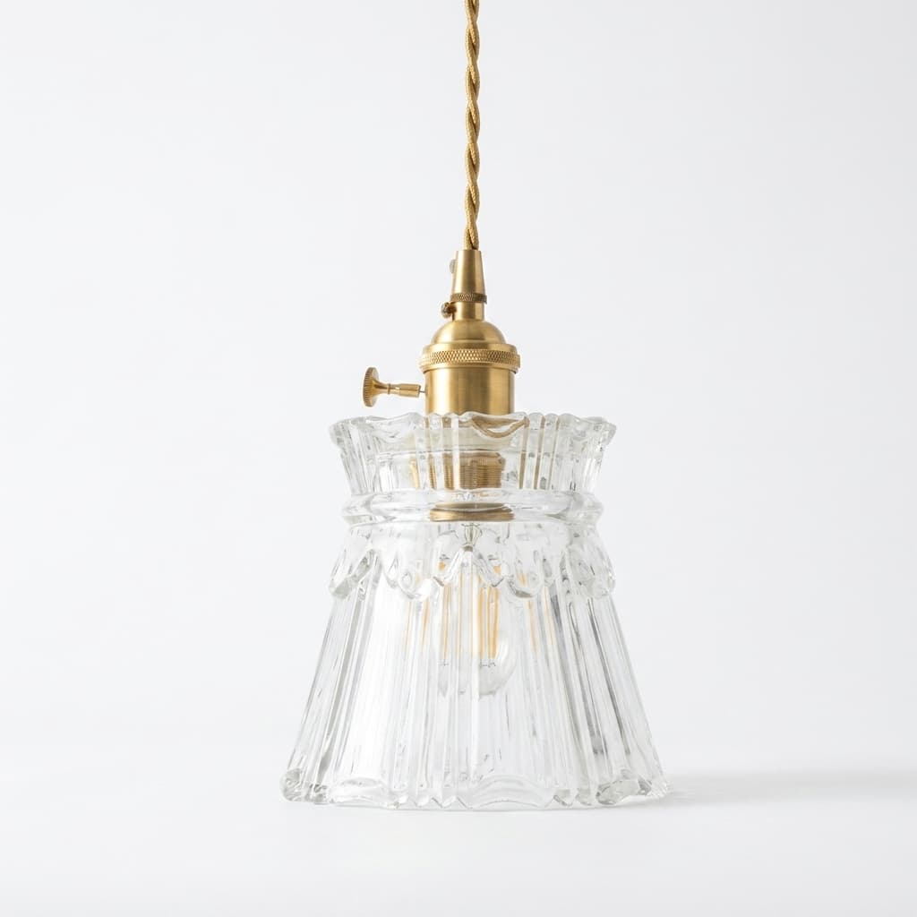Suspension Verre Ondulé Vintage Nordique E27
