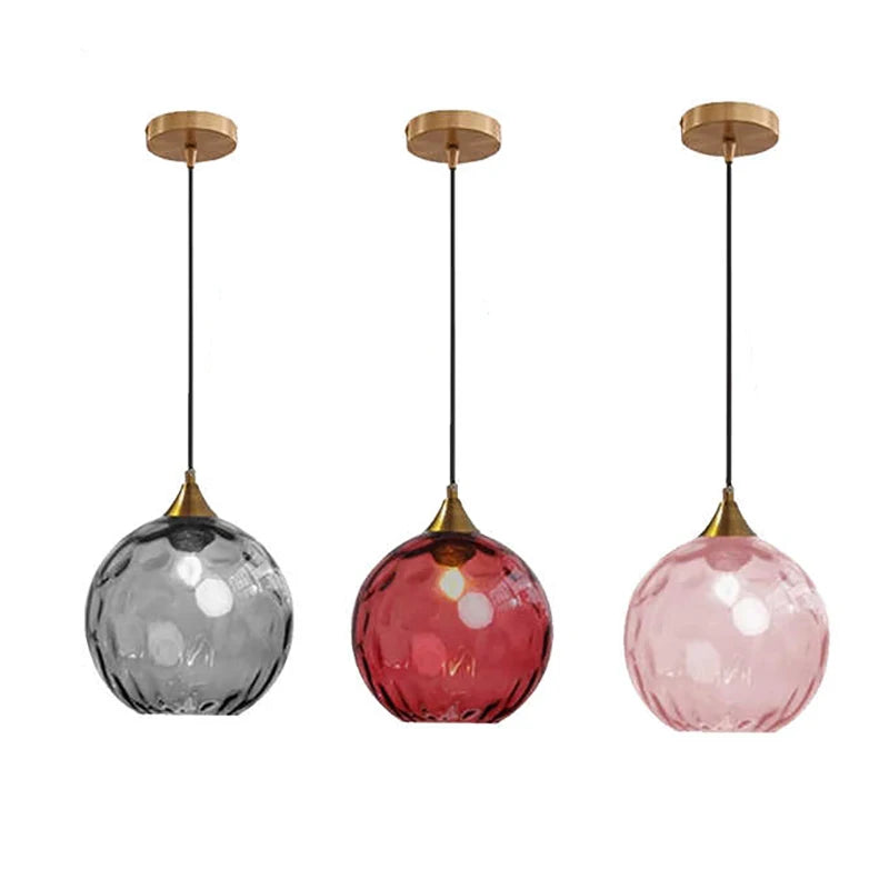 Suspension Verre Sphérique Effet Eau Coloré E27