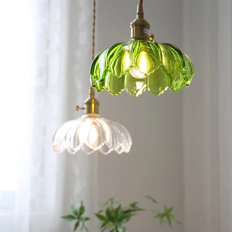 Suspension Verre Vintage Shanghai Laiton E27